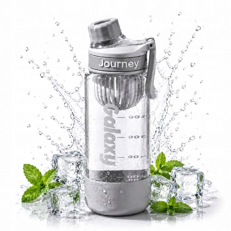 Butelka na wodę z uchwytem, sportowy bidon z miarką 800ML Galaxy szary BD71