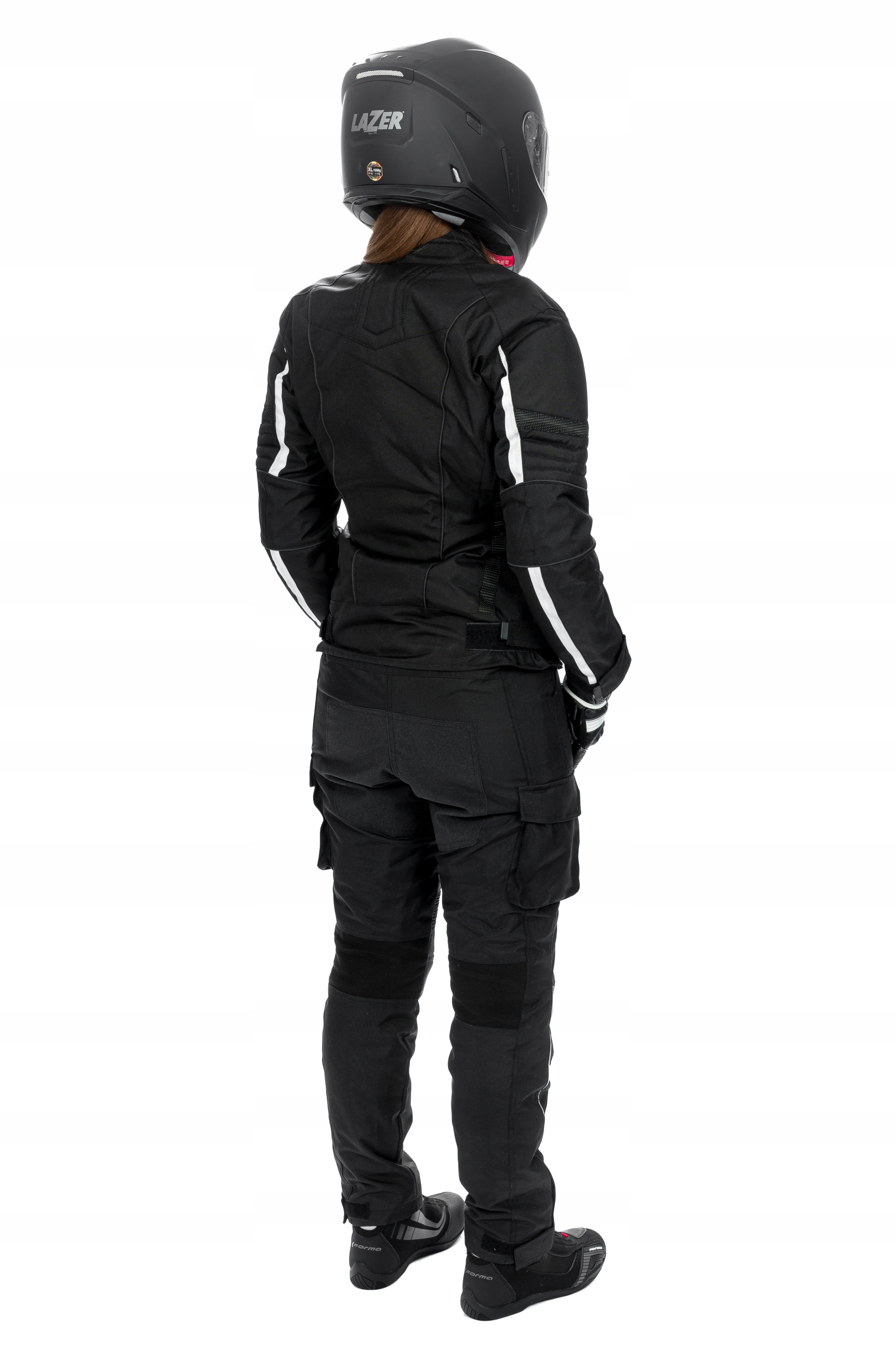 Dámska motocyklová kombinéza Rypard dvojdielna, biela/čierny polyester