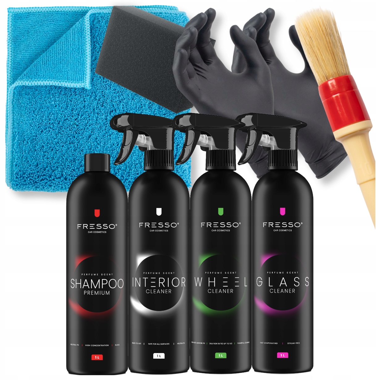 Fresso Zestaw Detailingowy Kosmetyki 4x 1L +akcesoria Do Mycia Auta