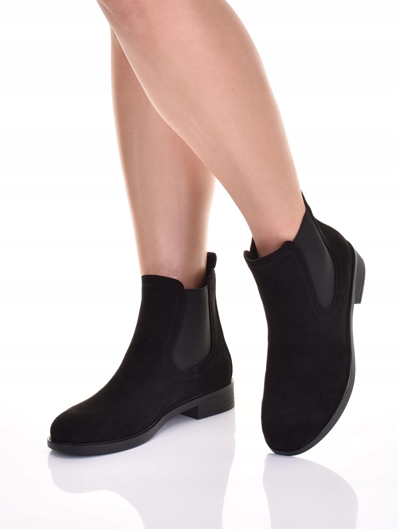 WSUWANE BOTKI DAMSKIE PŁASKIE NA WIOSNĘ WYGODNE ZAMSZOWE Długość wkładki 25.5 cm