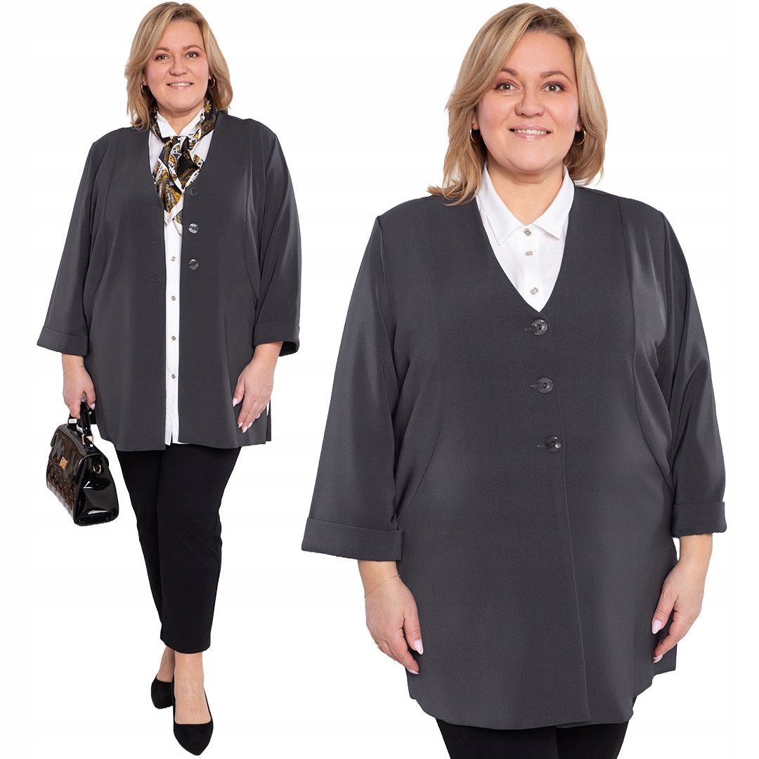 Šedá volná sako s manžetami 48