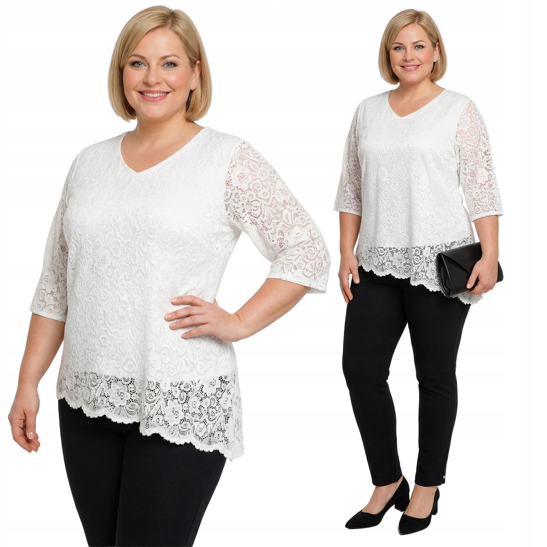 Bílá halenka s krajkou plus size velikost 58