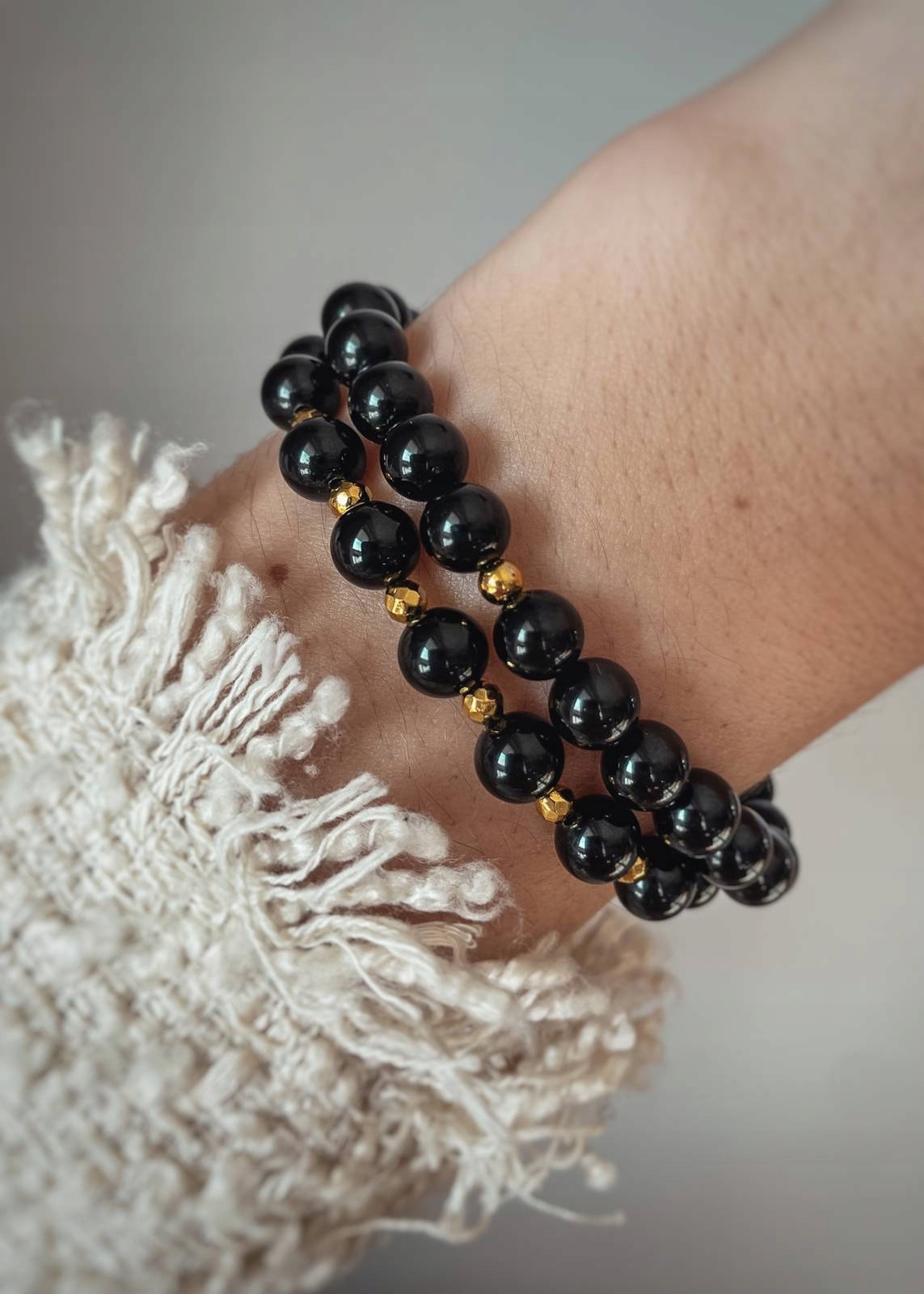 Sada náramků z černých turmalínů 16 cm