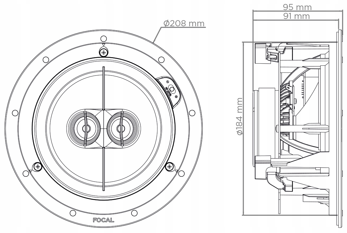 FOCAL 100 IC 6 ST GŁOŚNIK SUFITOWY STEREO Moc znamionowa RMS 100 W