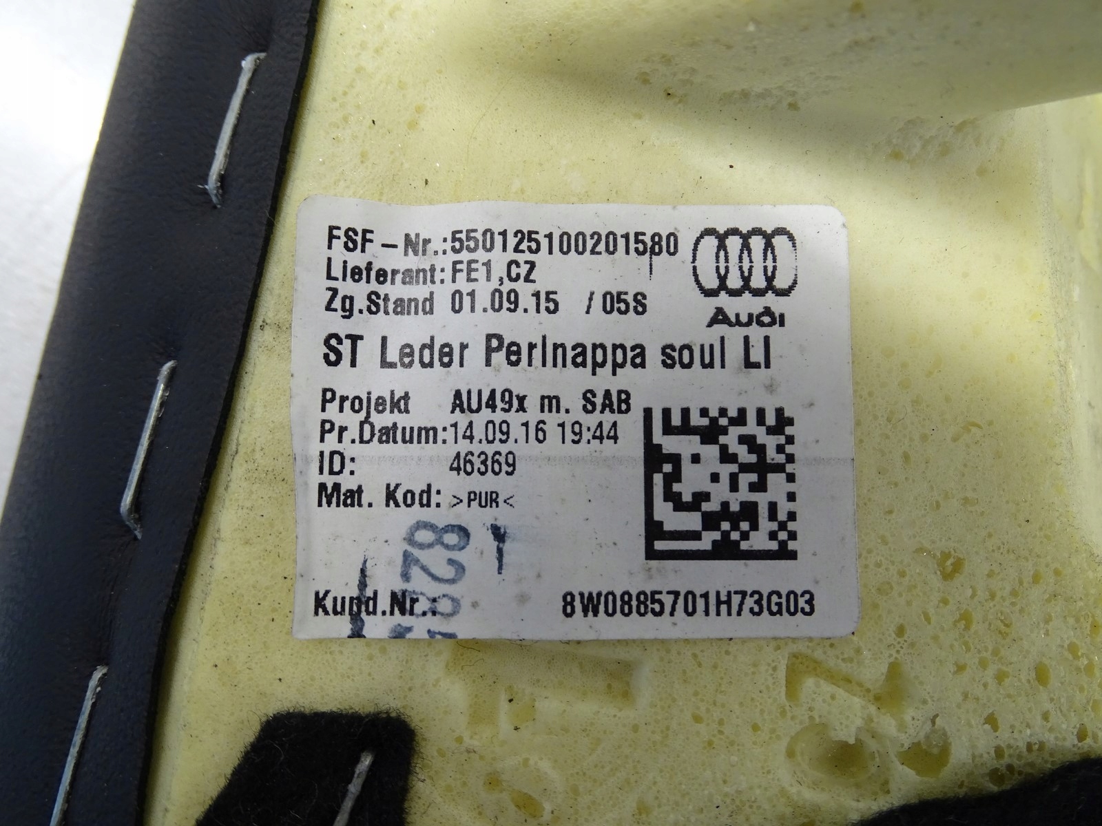 side leather airbag airbag left rear part AUDI A4 B9 8W 8W0885701