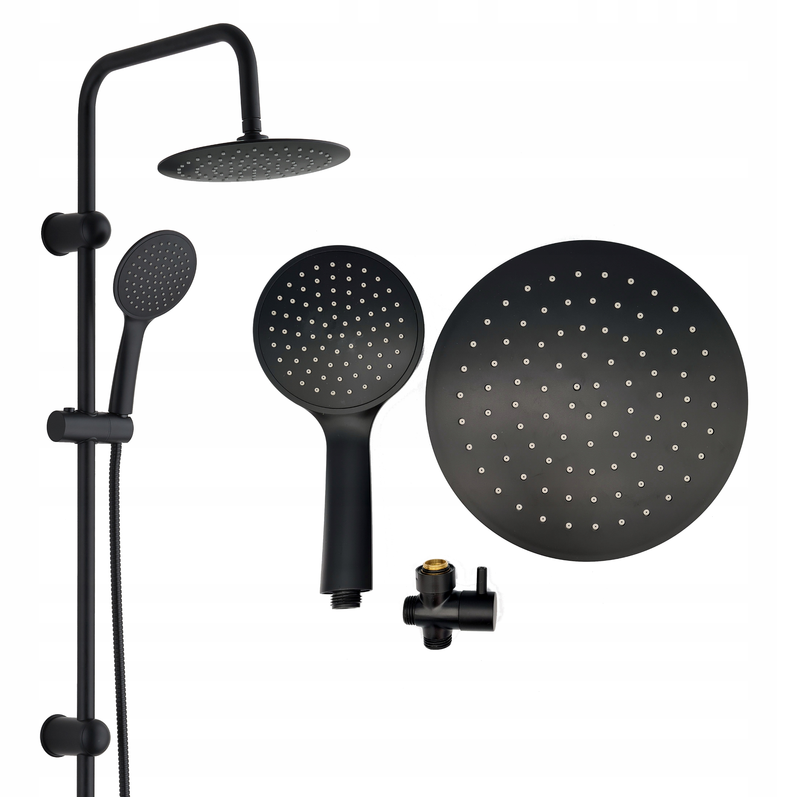 Zestaw Prysznicowy Czarny Z Deszczownica Komplet Mat