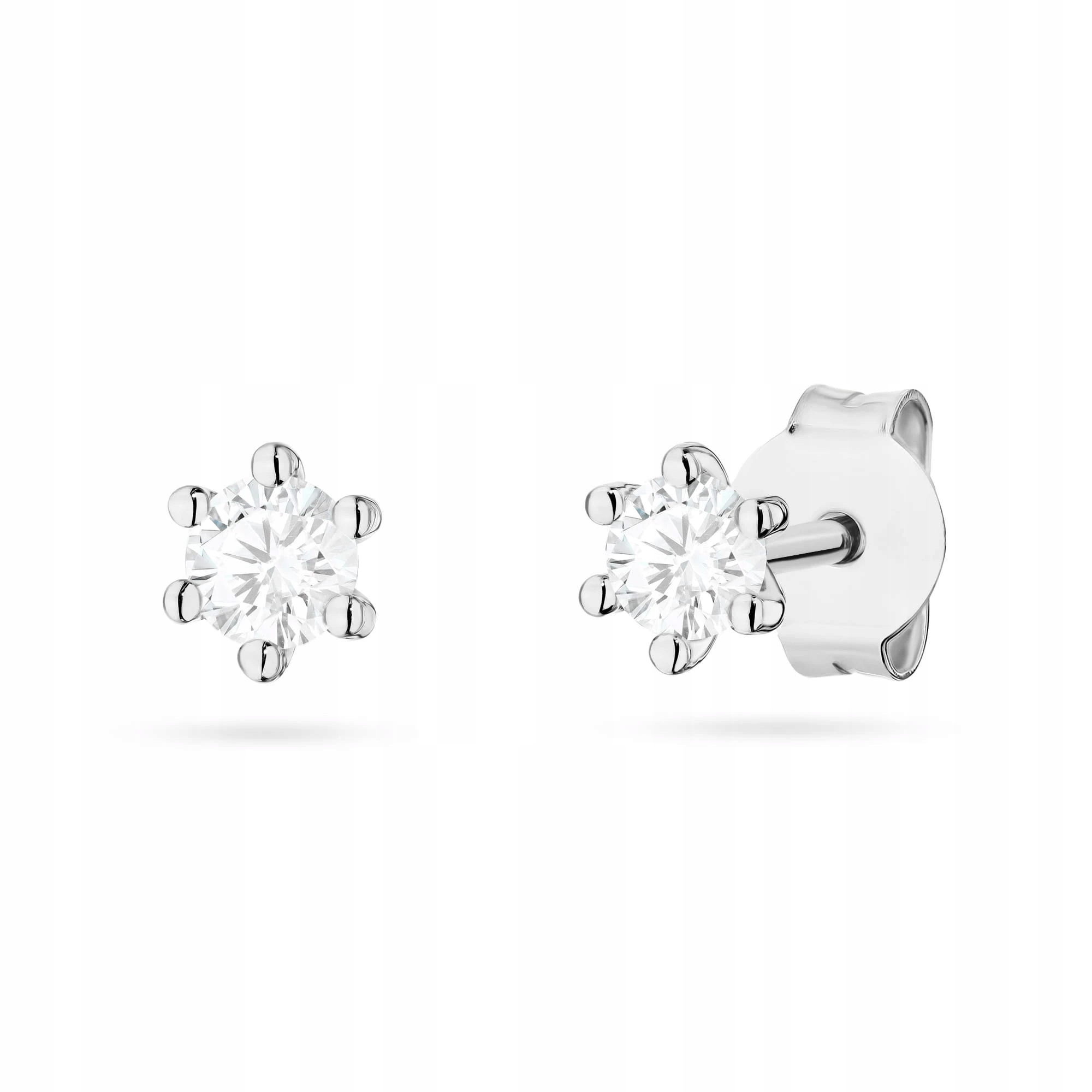 Zlaté Náušnice Z Bílého Zlata 585 Laboratorní Diamanty 0,10 ct Tyčinky