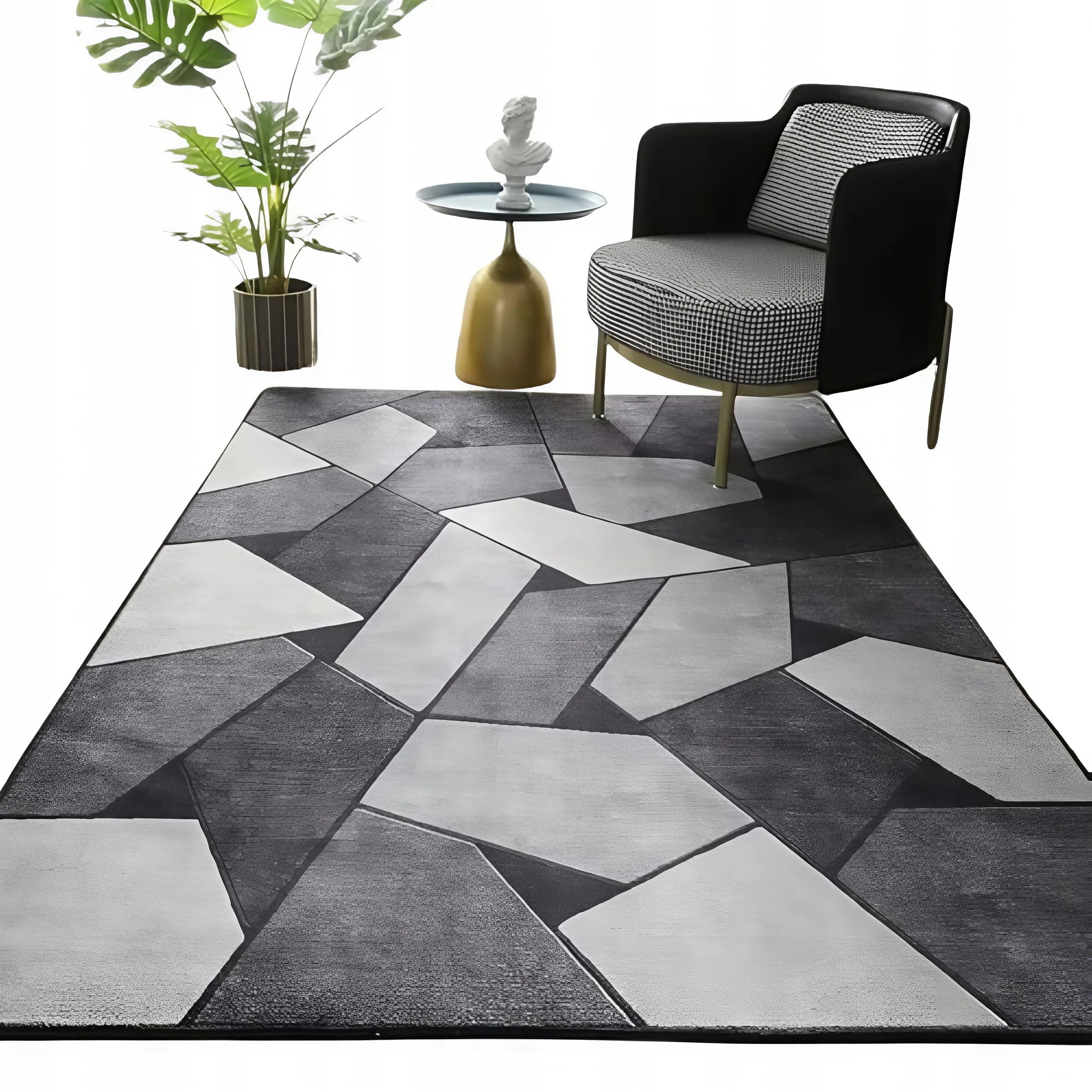 Koberec Šedý Do Obývacího Pokoje Ložnice 120 x 170 CM Módní Geometrický Vzor Loft Bcf
