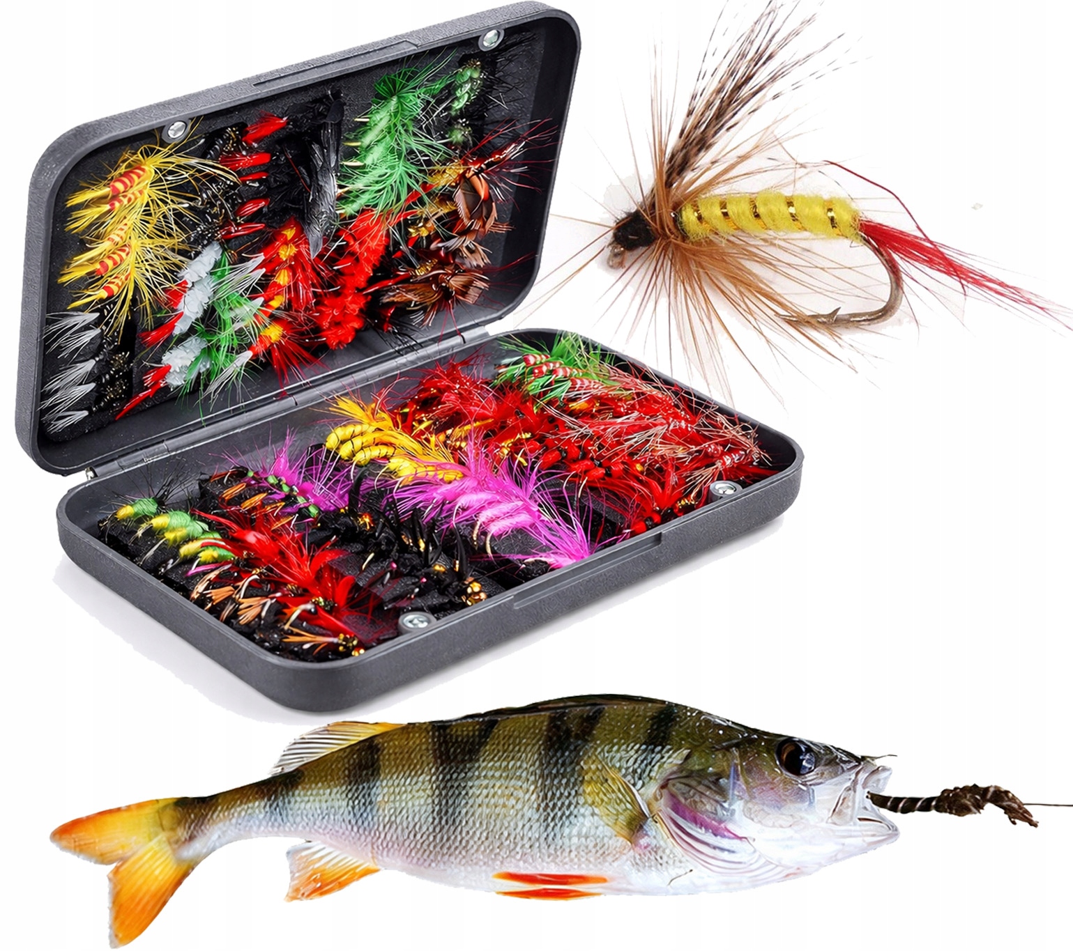 Umělé mouchy na ryby Sada Nástraha Návnady Blyskotky Háčky Plechovky