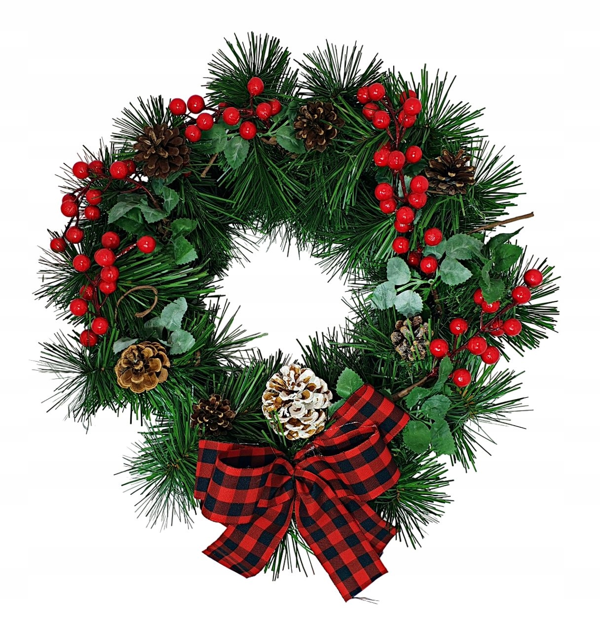 TRADYCYJNY STROIK ŚWIĄTECZNY KRÓLEWSKI SZYSZKI + JARZĘBINA 38cm Marka SEZONA