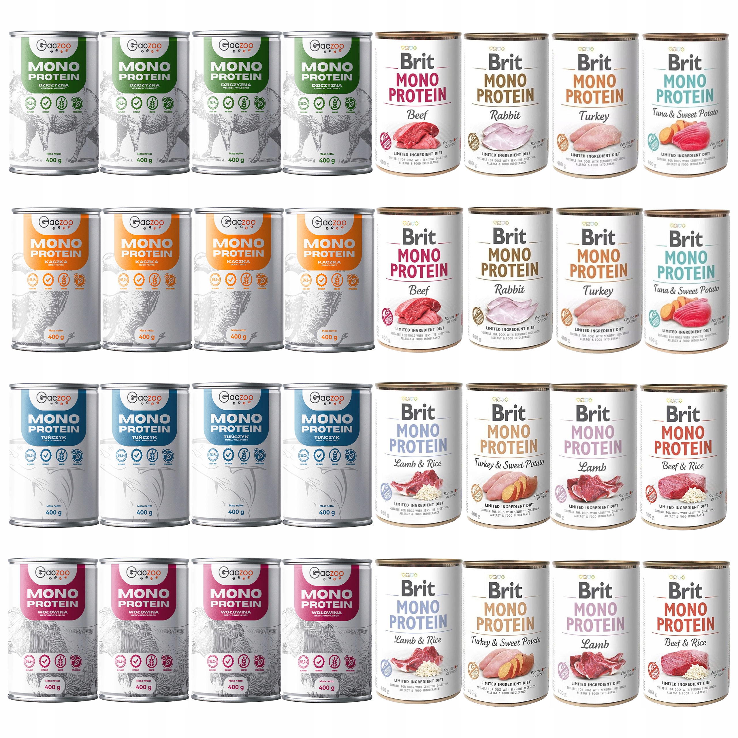 Brit Gaczoo Mono Protein monoproteinové krmivo pro mokré psy mix chutí 32 x 400 g