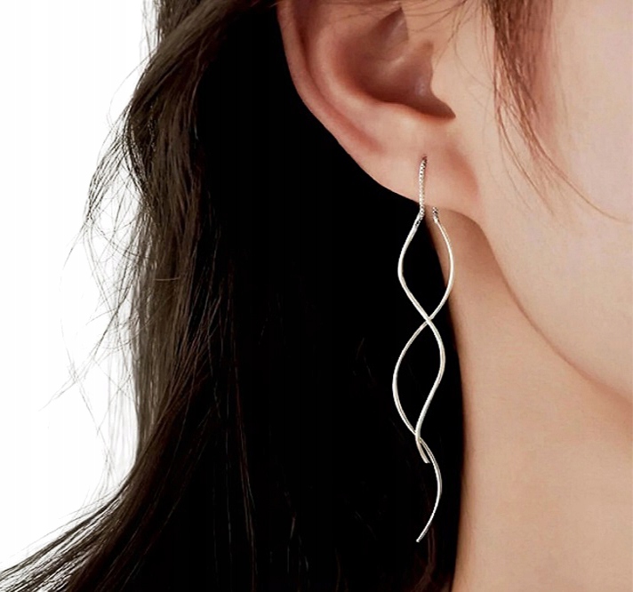 KOLCZYKI SREBRNE 925 PRZECIĄGANE DŁUGIE WISZĄCE SPIRALKI SREBRO 925 Rodzaj zapięcia sztyft