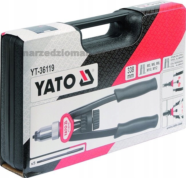 YATO NITOWNICA DO NITONAKRĘTEK NICIARKA ALUMINIOWA RĘCZNA M5-M12 YT-36119 Produkt generyczny nitownica nitonakrętek yato
