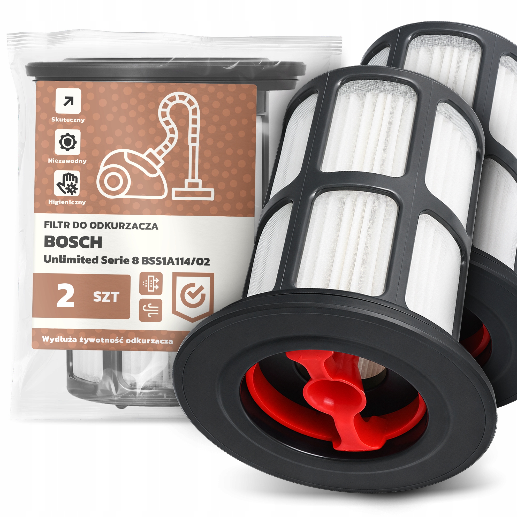 2x Filtr Do Vysavače Bosch Unlimited Serie 8 BSS1A114/02 Hepa Filtry Em-w