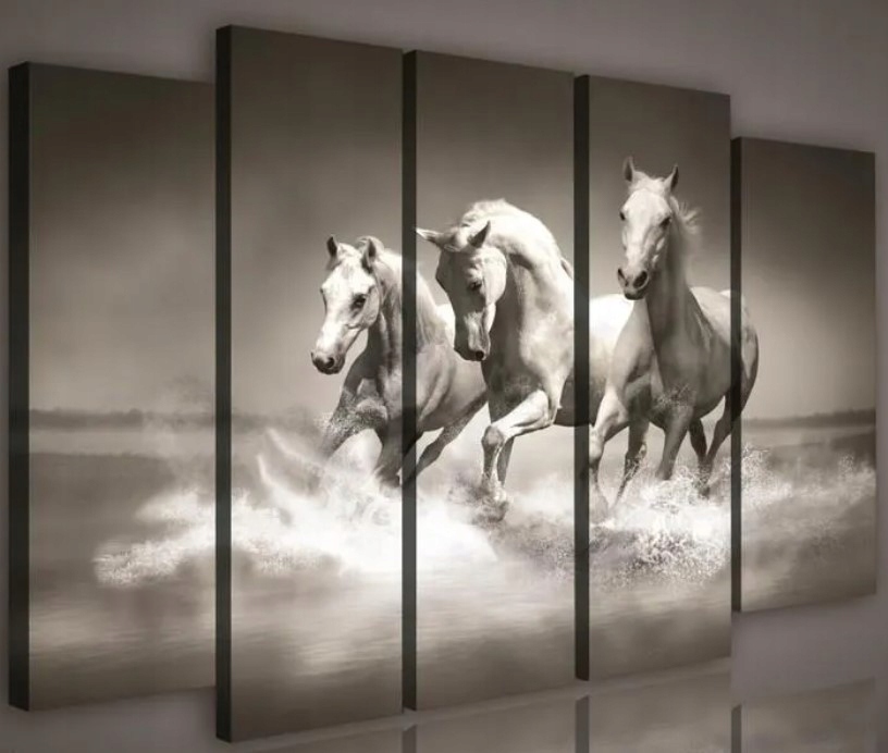 Obraz 150x100 Divoké kone, beh, voda, pohyb, sila, sloboda príroda, rýchlosť