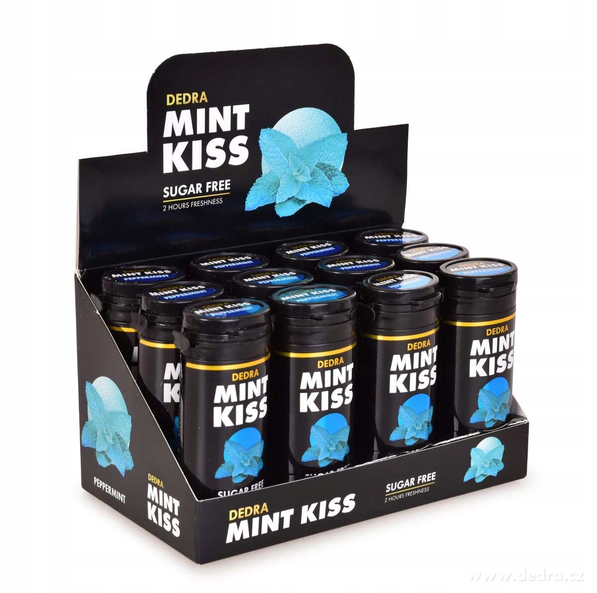 Levně Bonbóny Dedra Sada 12 mátových osvěžujících pastilek bez cukru Mint Kiss,