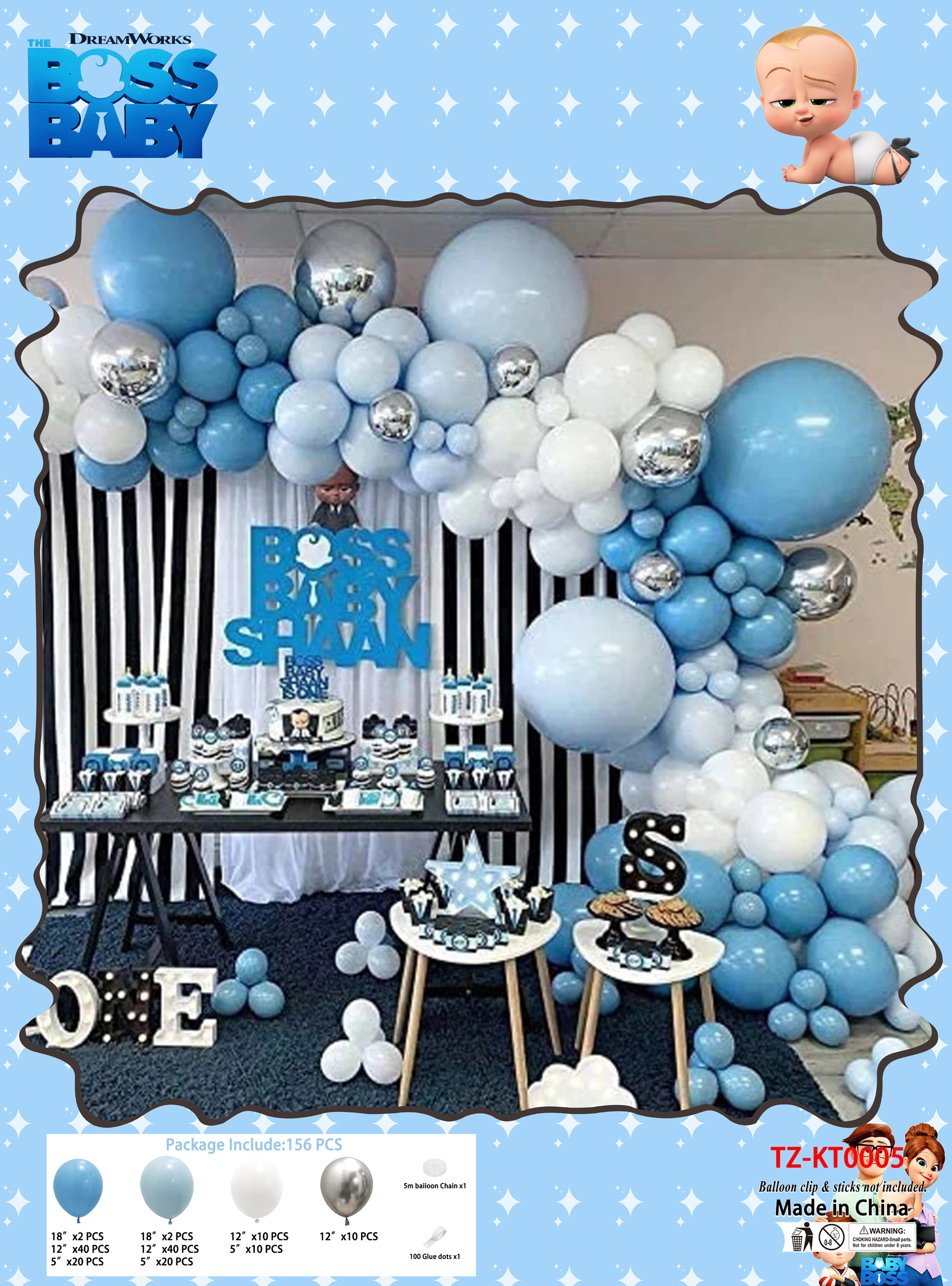 

Balony Niebieskie Białe Girlanda Ślub Urodziny XXL