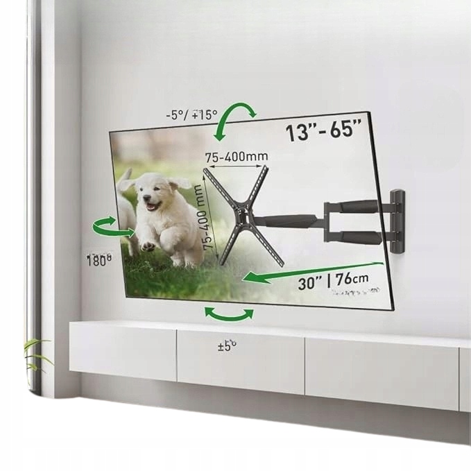 Otočný Nástenný Držiak Na Televízor, Naklonený, Plochý A Zakrivený