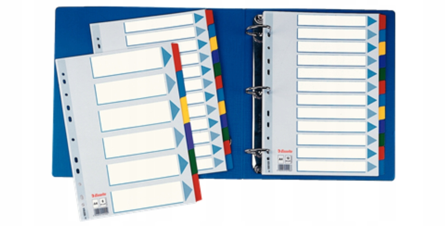 PRZEKŁADKI DO SEGREGATORÓW KOLOROWE PRZEKŁADKI A4 Materiał papierowe