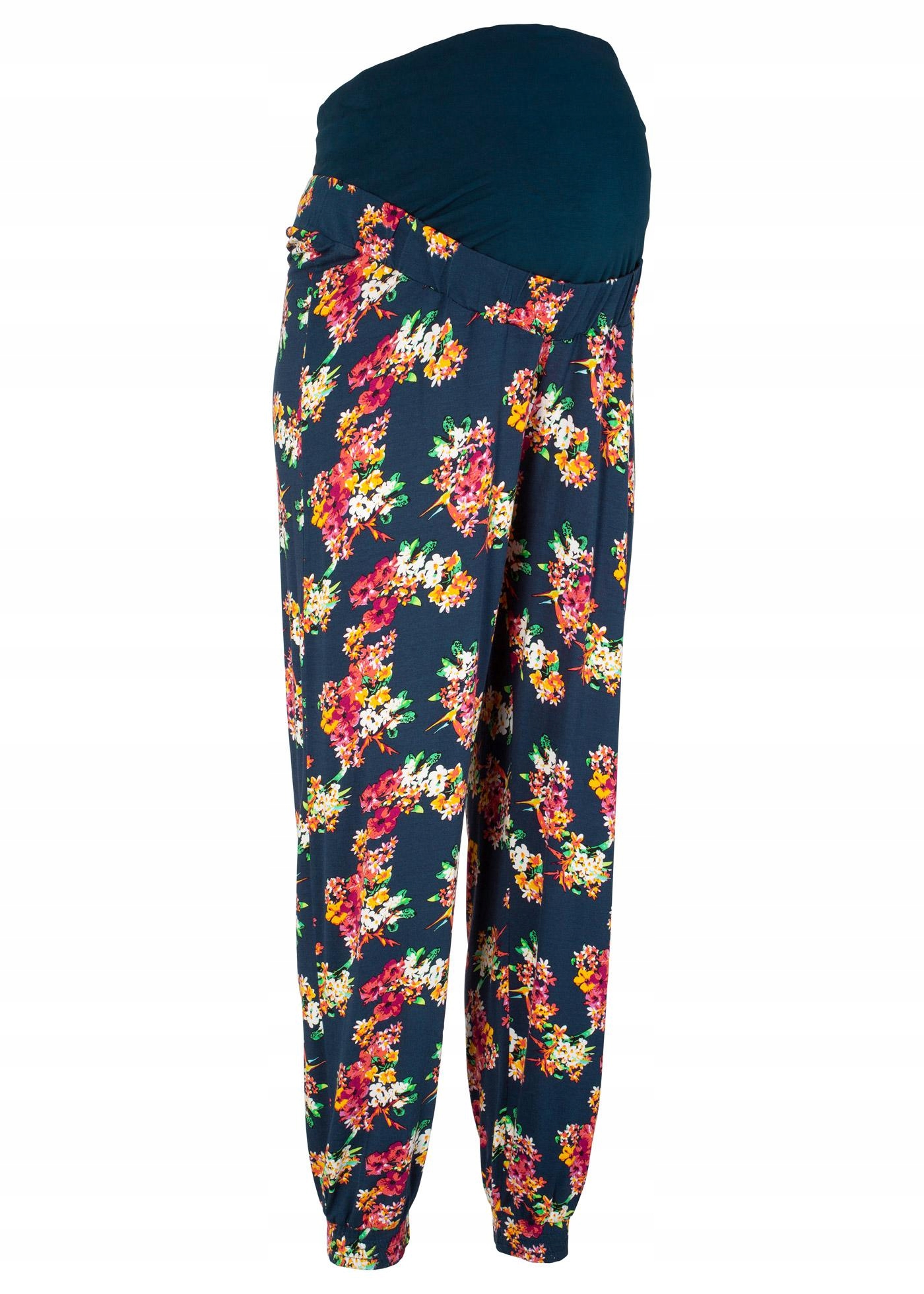 Bonprix 36 SPODNIE CIĄŻOWE KWIATOWY WZÓR Rozmiar 36