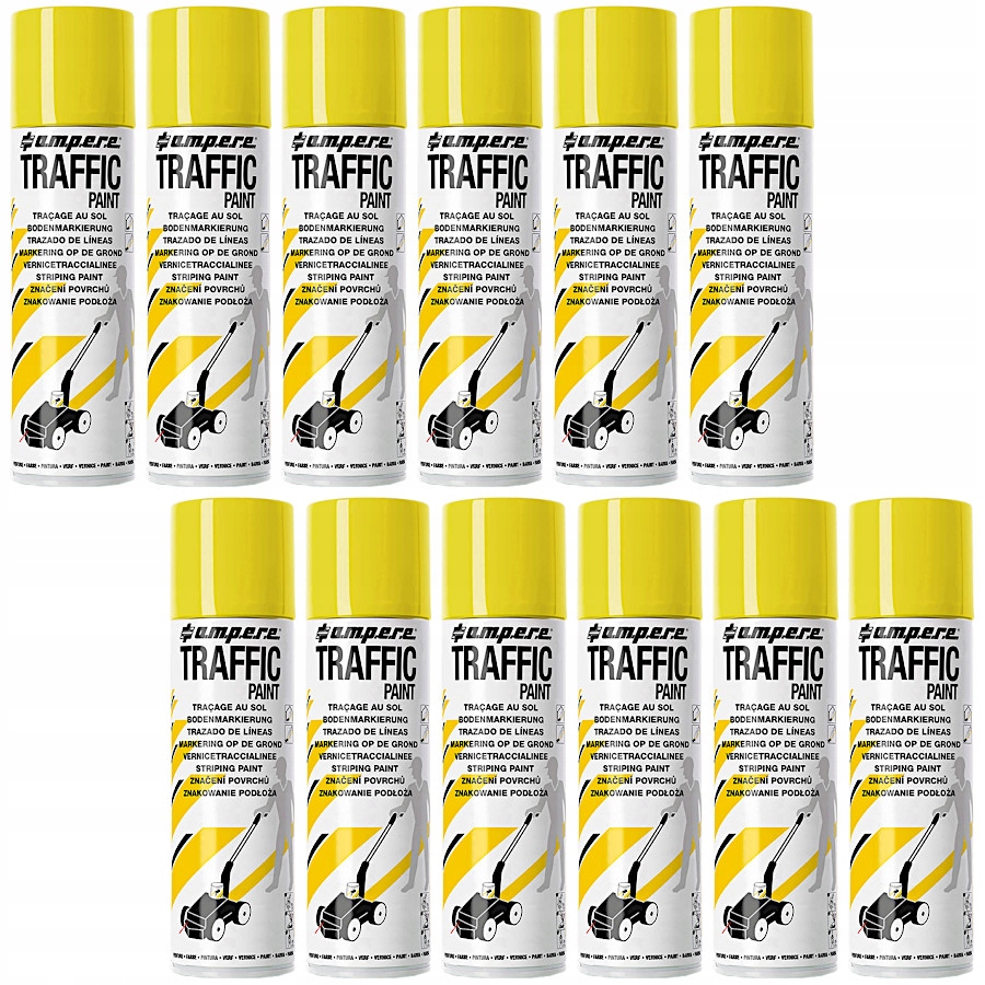 Farba żółta do malowania linii pasów 36szt + wózek Kolor żółty