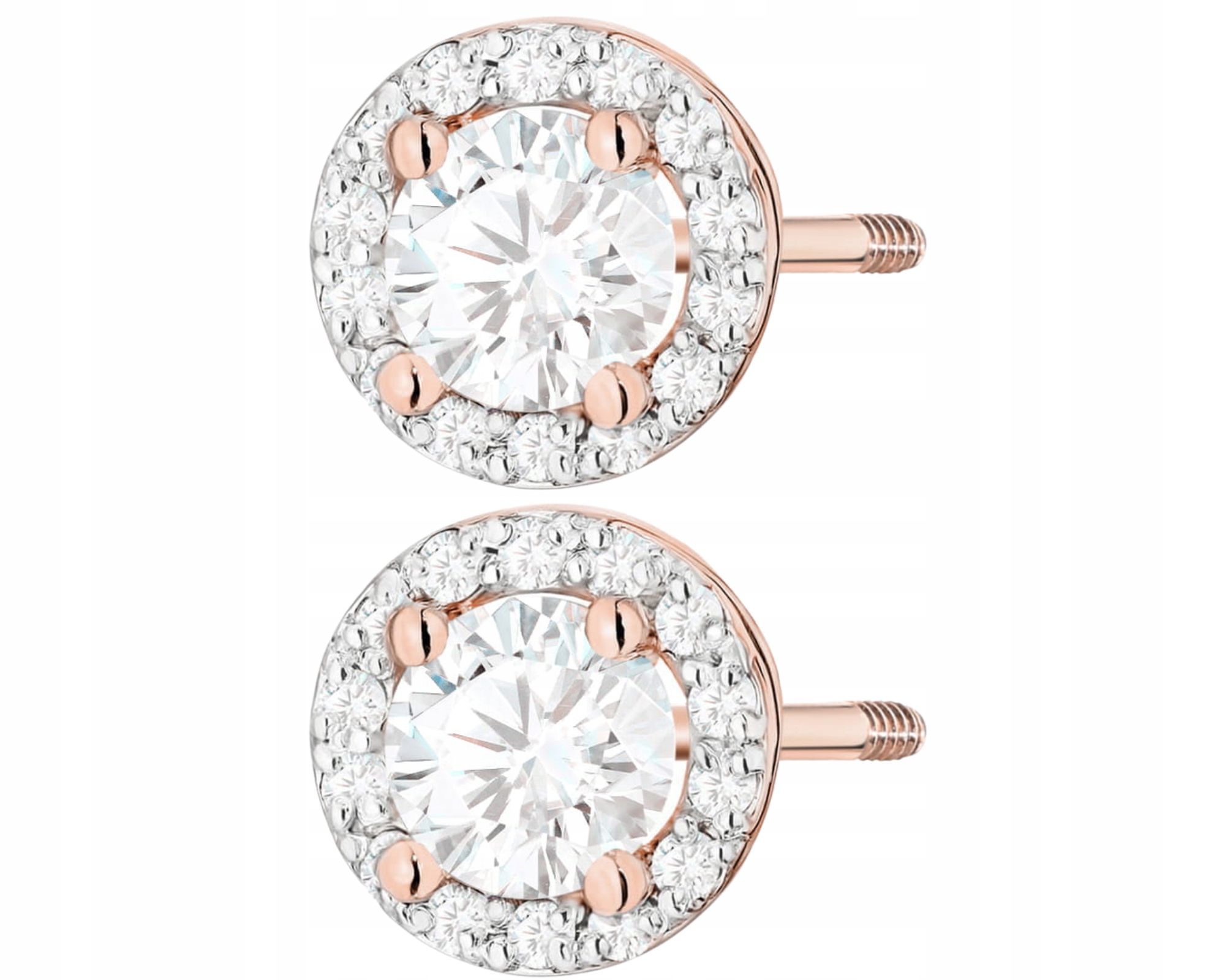 Růžové Zlato Náušnice Diamanty Přírodní Kámen Bílý Safír 585