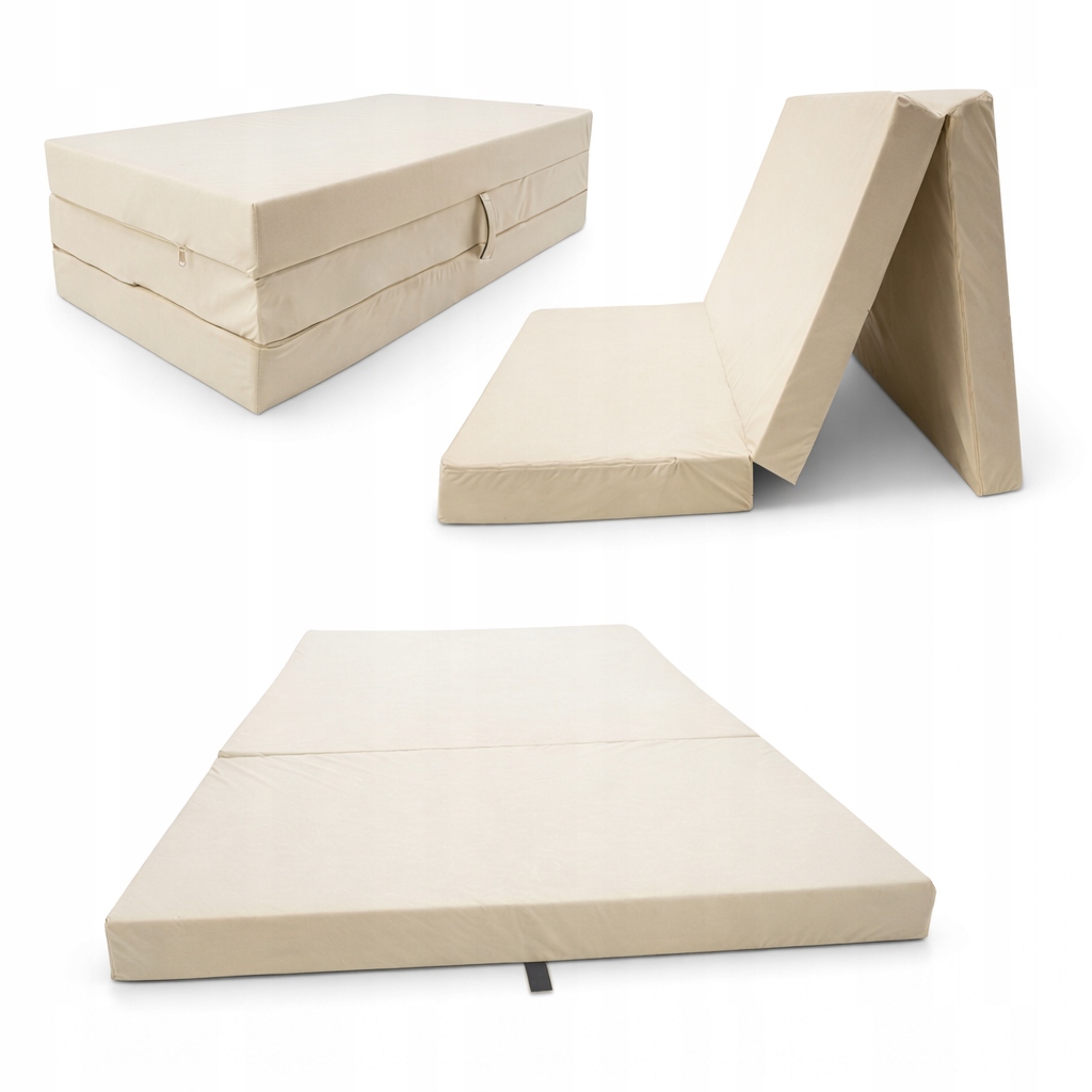 Materac turystyczny rozkładany fotel 180 x 65 x 7cm Beżowy składany