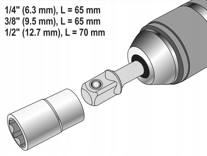 REDUKCJE ADAPTERY DO WKRĘTARKI NASADEK ZESTAW 3szt. 1/4'' 3/8'' 1/2'' Liczba elementów zestawy