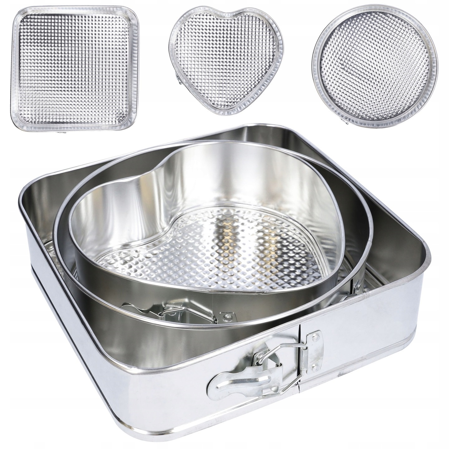 ZESTAW BLACH do pieczenia tortownica formy serce kwadrat do wypieków 3 el.