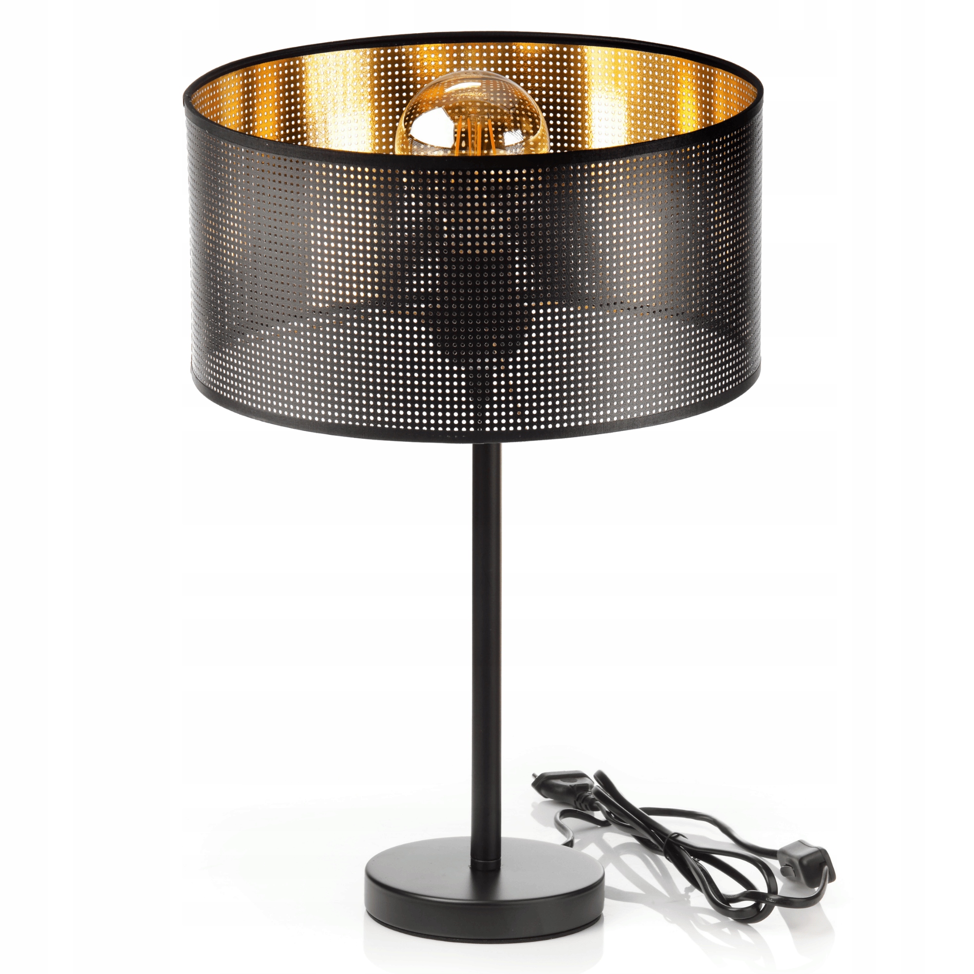 Noční Lampa Stolní S Stínítkem A Dírkou Kabinet 30 CM Led Zlatá Černá Loft