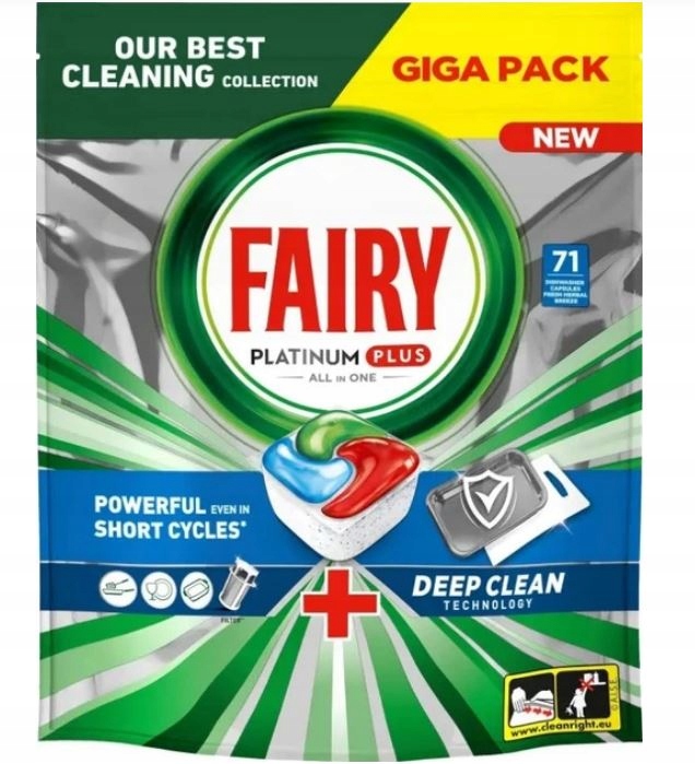 Levně Fairy Platinum Plus Deep Clean kapsle do myčky nádobí 71 Ks. 1,101 kg