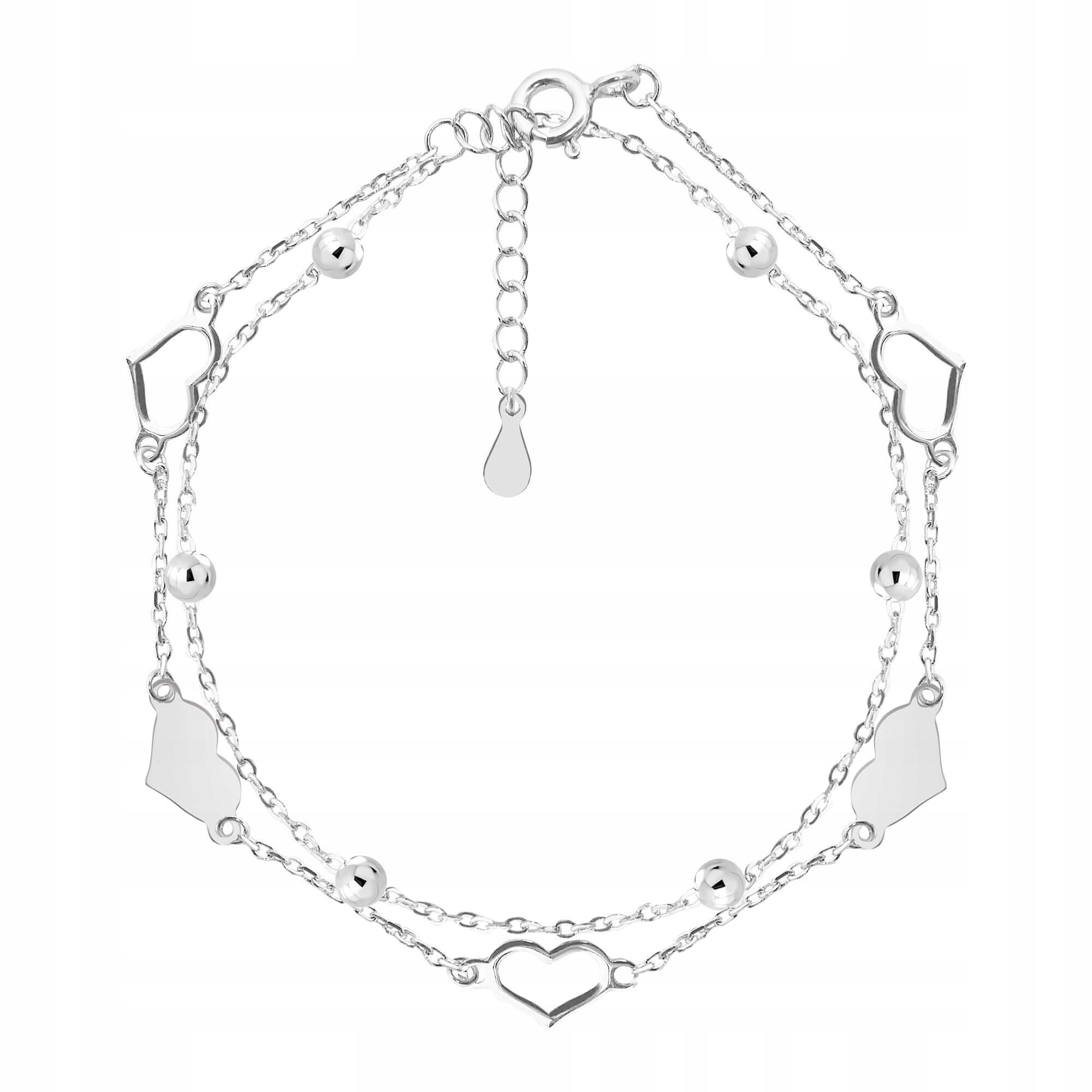 

Bransoletka srebrna kuleczki i serduszka Sadva