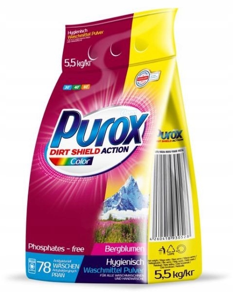 Proszek do prania PUROX Universal + Kolor 2 x5,5kg EAN (GTIN) 4260418930528