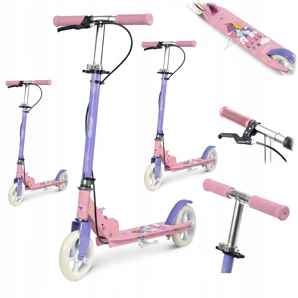 Hulajnoga Regulowana Kierownica Hamulec Duże Kauczukowe Koła Komfortowa