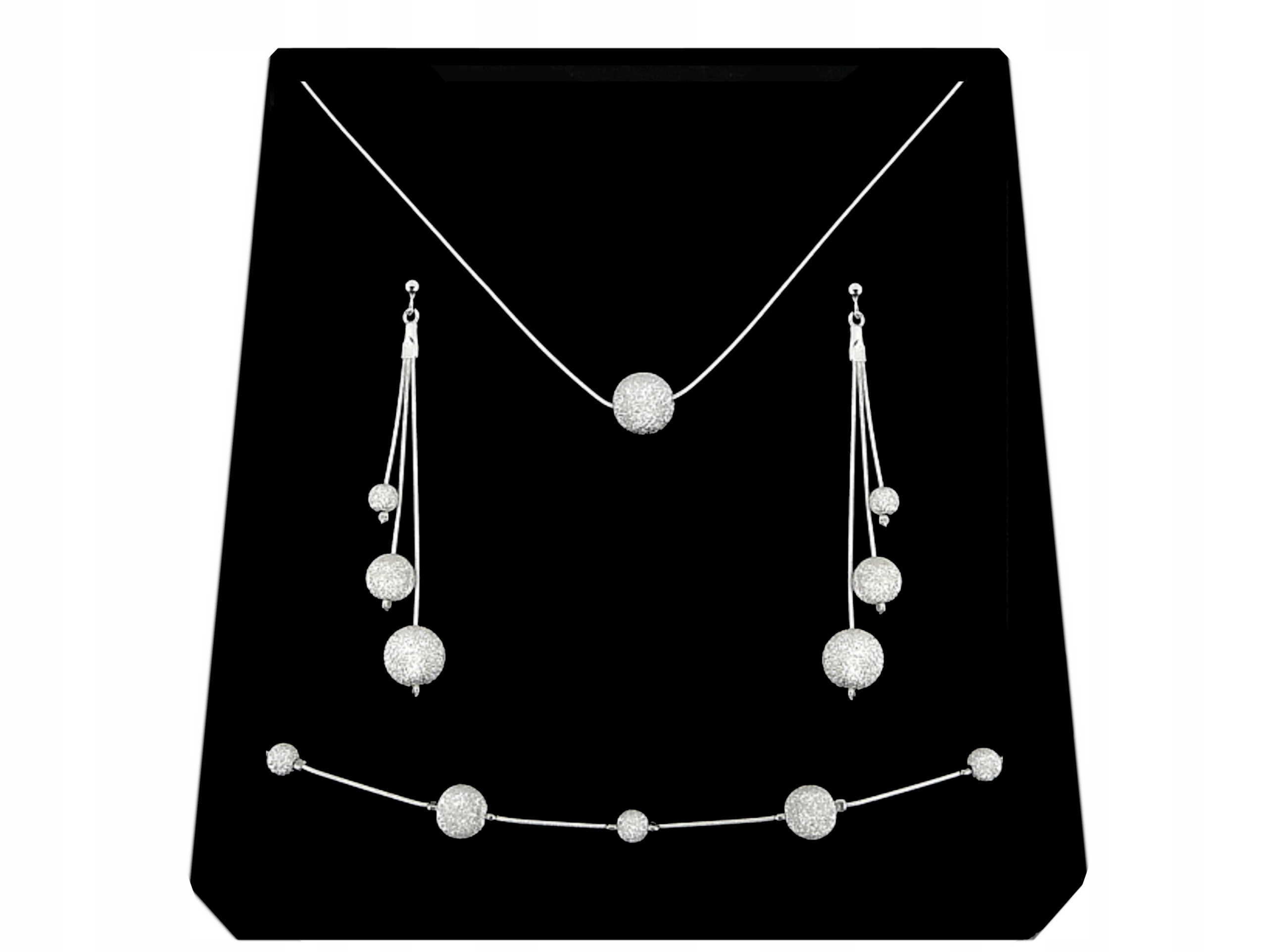 

Srebrny Komplet Kulki Diamentowane srebro 925