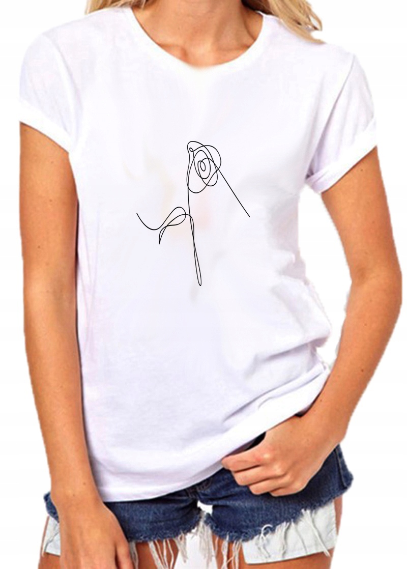 T-SHIRT KOSZULKA DAMSKA Z NADRUKIEM KWIAT HIT M