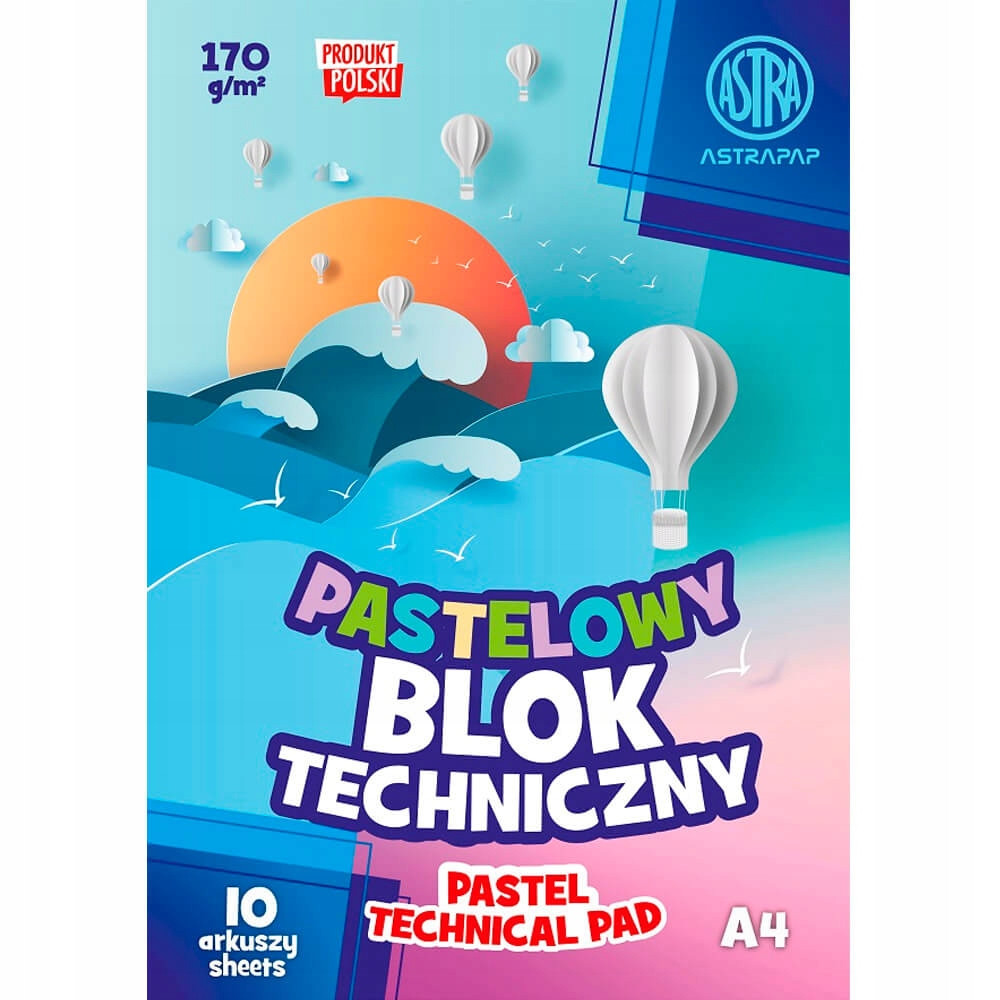 ASTRA BLOK TECHNICZNY A4/10 KOLOROWY PASTELOWY