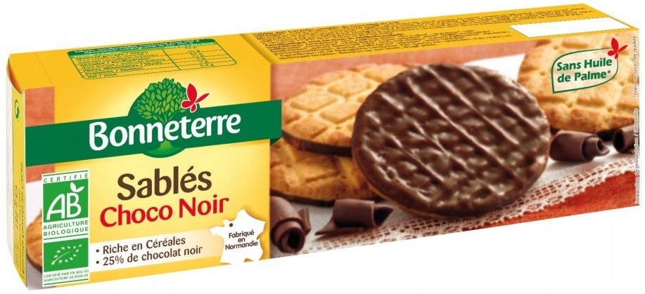 Levně 3x Bonneterre Sušenky zalité hořkou čokoládou 120 g Bio