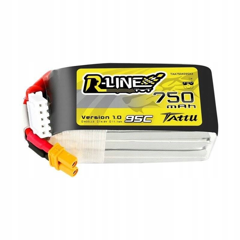 Tattu R-Line Akumulator Bateria Pakiet LiPo 750mah 14.8v 95c 4S1P XT30 Xhr