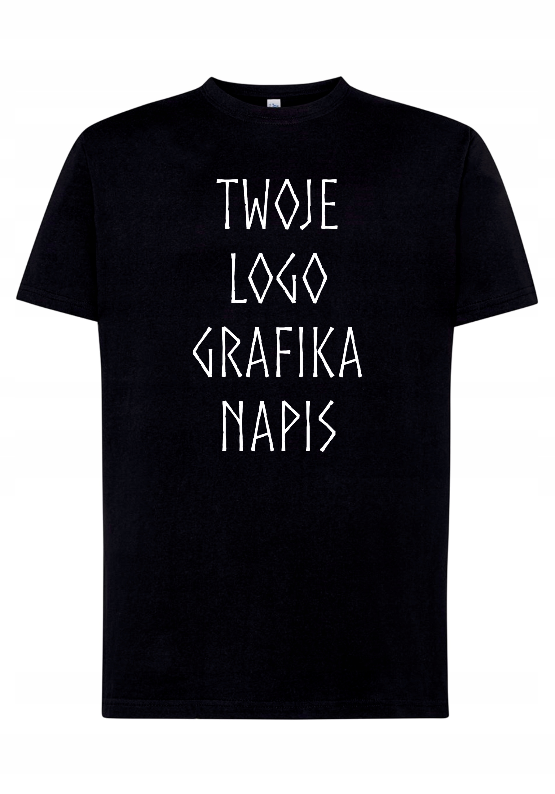 KOSZULKA MĘSKA FIRMOWA DUŻE LOGO PRZÓD TWÓJ NADRUK GRAFIKA NAPIS 190 G