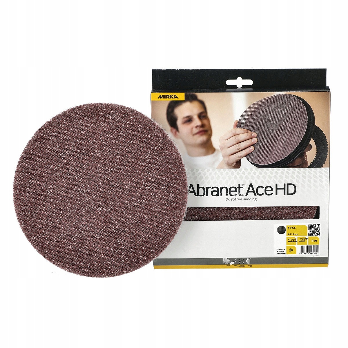 Krążek ścierny 225mm Abranet Ace Hd ceramiczny Siatka P40 Rzep 5 sztuk