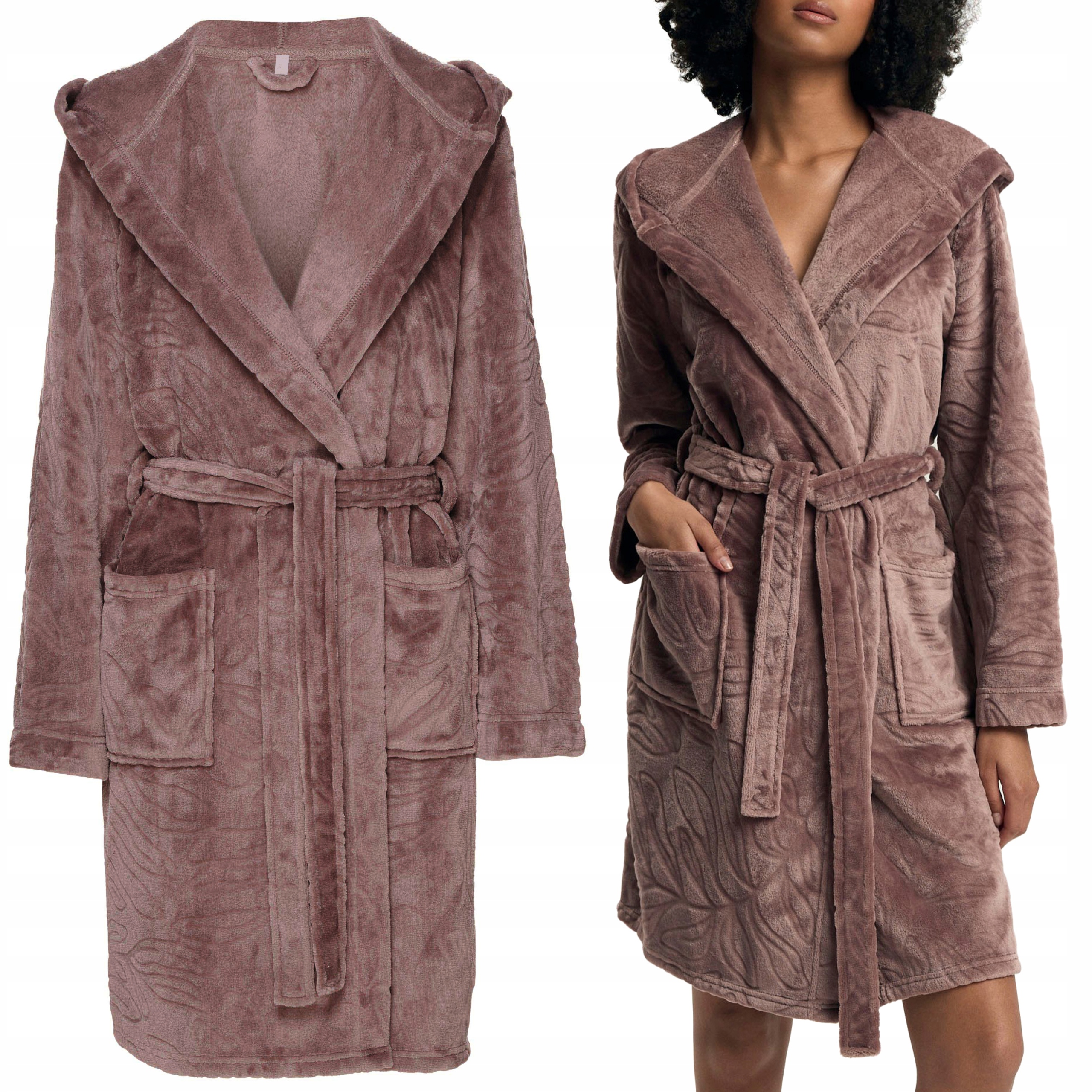 Dámský Župan Henderson Elegantní Polarový Pohodlný s kapucí M