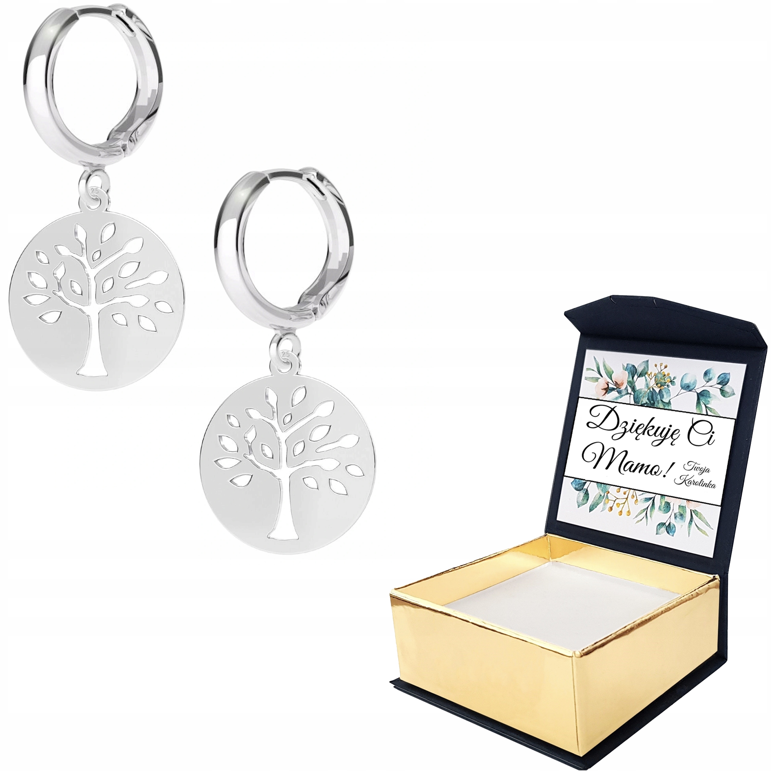 Stříbrné náušnice Stromek Strom Vlastní Potisk