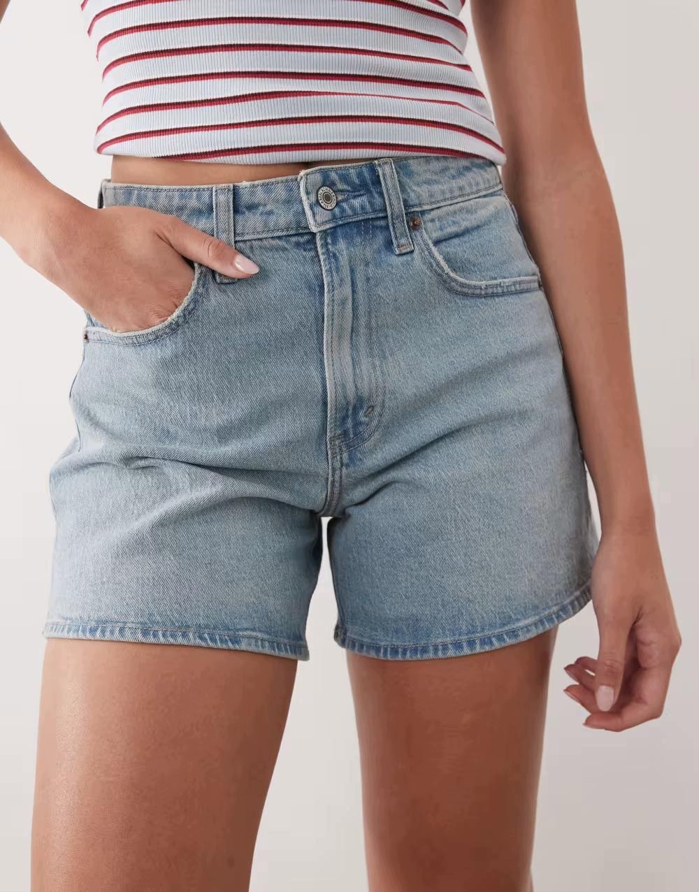 Abercrombie & Fitch Modré Krátké Džínové Kraťasy B25__W26/S