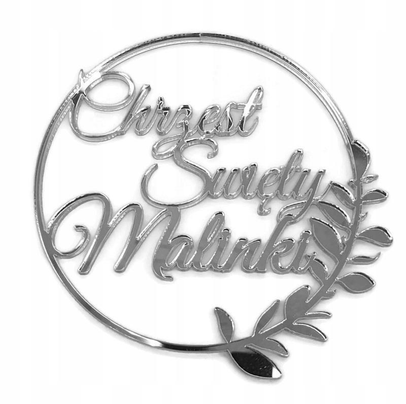 

Topper na bok tortu Chrzest imieniem srebrne lustr