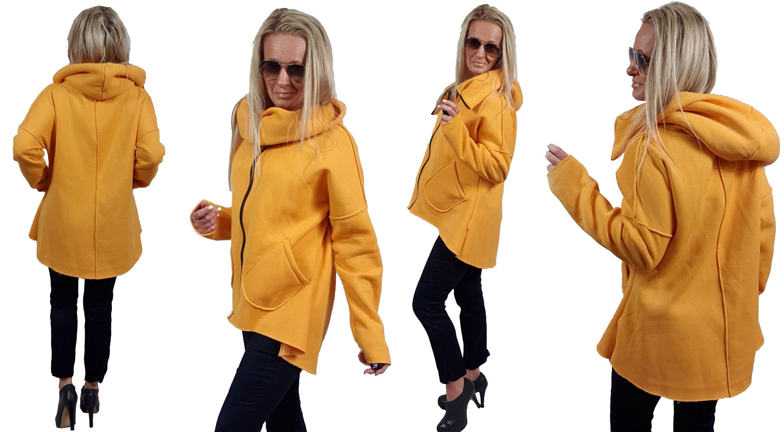 

Asymetryczna Bluza Tunika Kardigan Komin Kaptur M