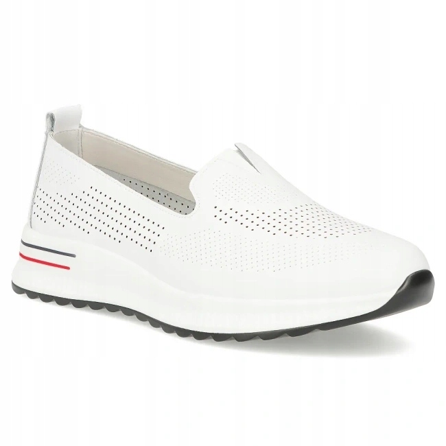 Kožené nazouvací polobotky na platformě Filippo DP7611 bílé ažurové 37