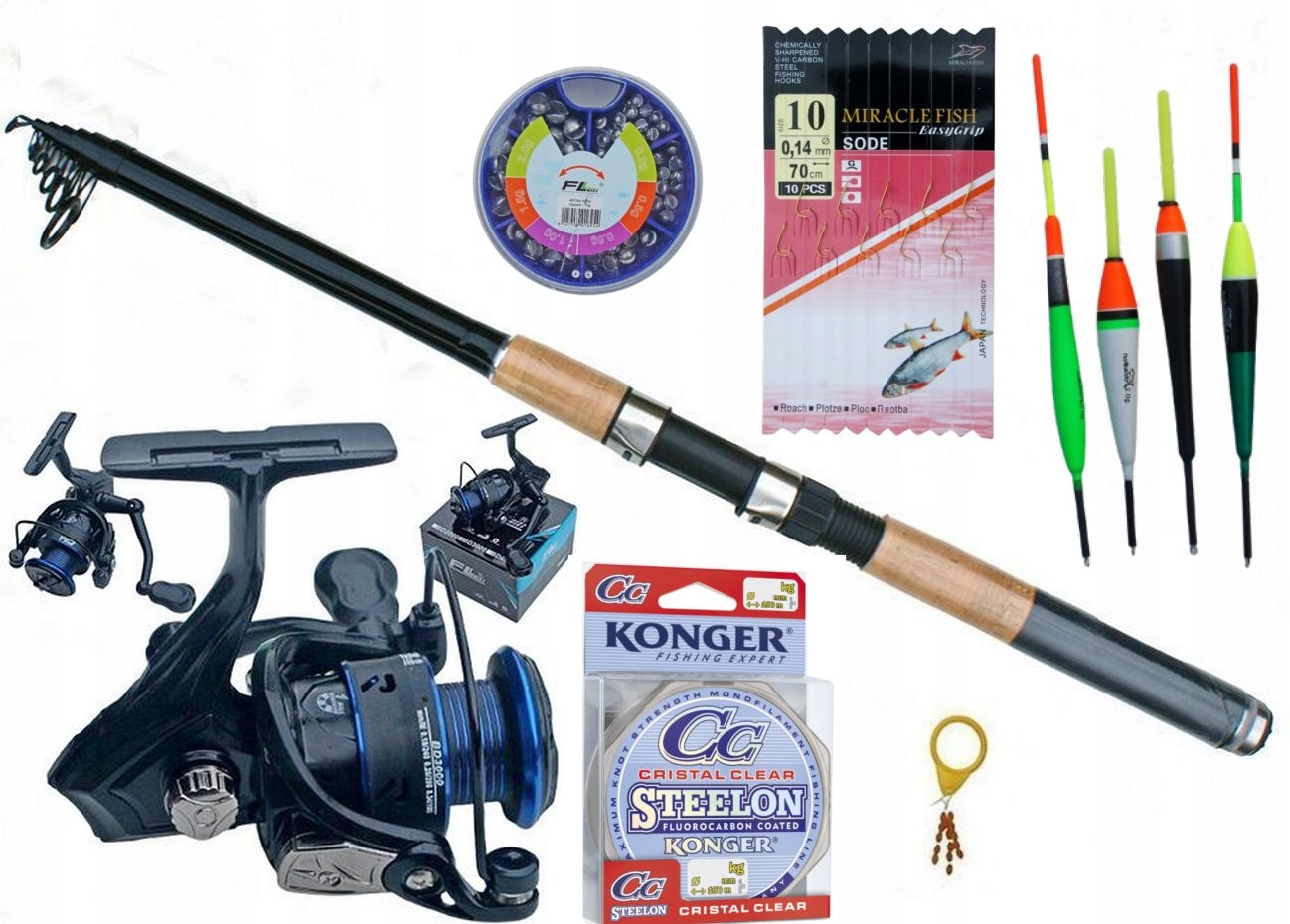 Zestaw wędkarski spławikowy 3m wędka kompletny zestaw dla początkujących