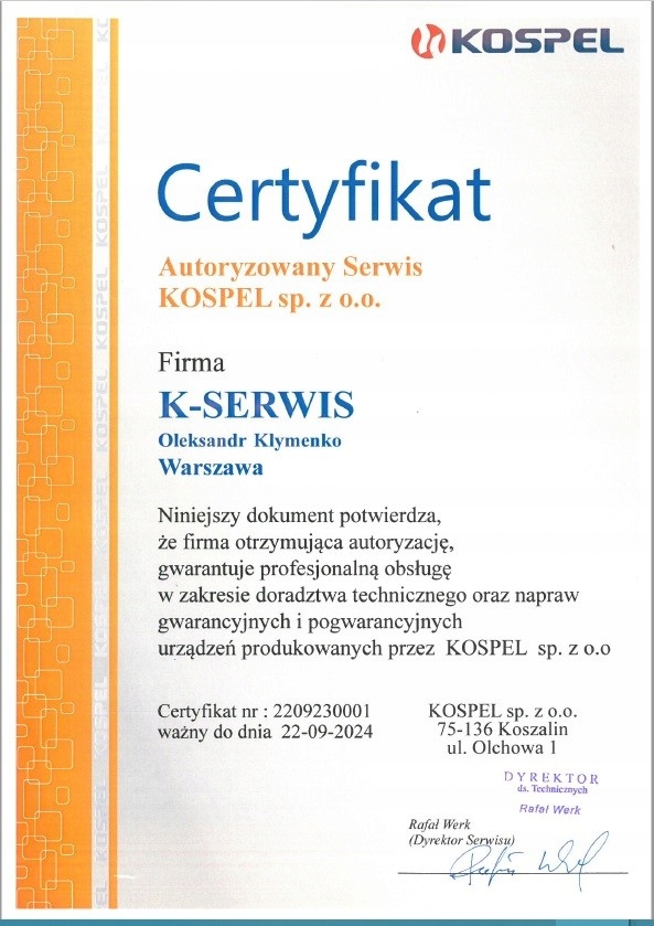 Zespół mocy EPA OPUS 230 KOSPEL 00282 Rodzaj piec