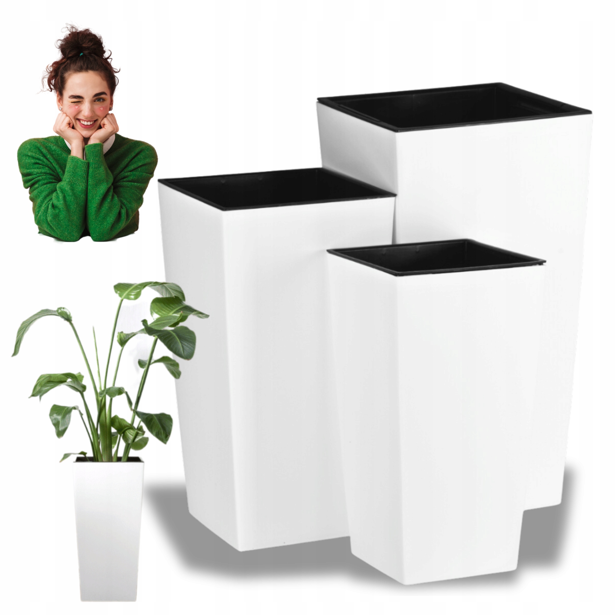 Donice Plastikowe Z Wkładem Zestaw X3 Donica Duża Ogrodowa Prostokątna